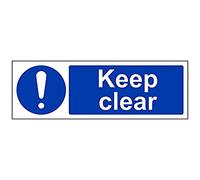 VSafety Panneau en vinyle autocollant « Keep Clear » - Paysage - 300 mm x 100 mm