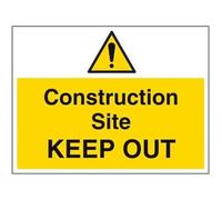 VSafety Panneau en vinyle autocollant Motif chantiers de construction Keep Out Paysage 400 mm x 300 mm