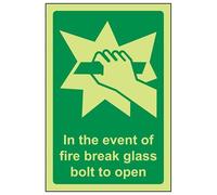 VSafety Panneau lumineux dans le noir en cas de brise-feu en verre pour ouvrir 100 mm x 150 mm