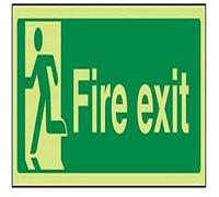 VSafety Panneau lumineux dans le noir Final Fire Exit Man Left - 300 mm x 100 mm - Vinyle autocollant