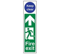 VSafety Plaque de porte de sortie d'incendie Man Left/Keep Clear - Portrait - 75 mm x 300 mm - 1 mm en plastique rigide
