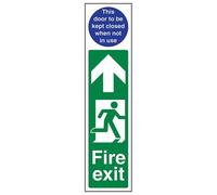 VSafety Plaque de porte de sortie d'incendie Man Right/Door To Be Kept Closed - Portrait - 75 mm x 300 mm - 1 mm en plastique rigide