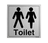 VSafety Plaque de Porte de Toilettes pour Homme et Femme, 150 x 150 mm, en Composite Aluminium brossé