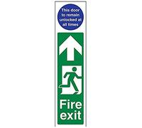 VSafety Plaque de porte déverrouillée en plastique rigide 1 mm pour sortie d'incendie - Portrait - 75 mm x 300 mm