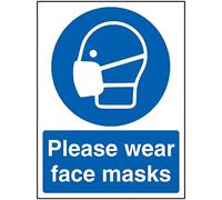 Vsafety Please Wear Masque autocollant en vinyle 150 mm x 200 mm