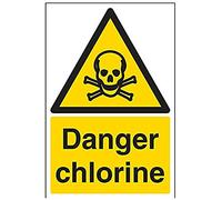 vsafety Signes 6 a017au-s Substance d'avertissement "Danger chlore et produits chimiques signe, autocollant, Portrait, 200 mm x 300 mm, noir/jaune