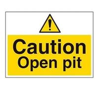 vsafety Signes 67039bf-r Panneau d'avertissement "Attention Open Pit Building, 1 mm en plastique rigide, paysage, 400 mm x 300 mm, noir/jaune
