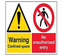 vsafety Signes 67052bf-r Building Panneau d'avertissement "Attention Entrée/espace/No unauthorised confinés, 1 mm en plastique rigide, paysage, 400 mm x 300 mm, noir/rouge/jaune