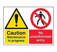 vsafety Signes 67054bf-r "Entretien in Progress/No unauthorised Entrée Panneau Avertissement de Construction, 1 mm en plastique rigide, paysage, 400 mm x 300 mm, noir/rouge/jaune