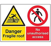 vsafety Signes 67057bf-r "Danger Fragile toit/pas l'accès non autorisé d'avertissement de signe, 1 mm en plastique rigide, paysage, 400 mm x 300 mm, noir/rouge/jaune