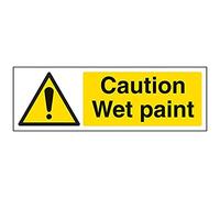 vsafety Signes 67077 ax-r Building Panneau d'avertissement "Caution Wet Peinture, 1 mm en plastique rigide, paysage, 300 mm x 100 mm, noir/jaune