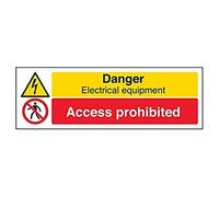 vsafety Signes 67126 ax-r "Danger Matériel électrique/accès interdit d'avertissement de signe, 1 mm en plastique rigide, paysage, 300 mm x 100 mm, noir/rouge/jaune