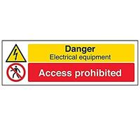 vsafety Signes 67126 ax-s "Danger Matériel électrique/accès interdit d'avertissement de signe, autocollant, paysage, 300 mm x 100 mm, noir/rouge/jaune