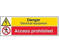 vsafety Signes 67126bp-r "Danger Matériel électrique/accès interdit d'avertissement de signe, 1 mm en plastique rigide, paysage, 600 mm x 200 mm, noir/rouge/jaune
