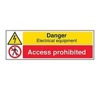vsafety Signes 67126bp-s "Danger Matériel électrique/accès interdit d'avertissement de signe, autocollant, paysage, 600 mm x 200 mm, noir/rouge/jaune
