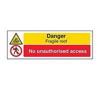 vsafety Signes 67127 ax-s "Danger Fragile toit/pas l'accès non autorisé d'avertissement de signe, autocollant, paysage, 300 mm x 100 mm, noir/rouge/jaune