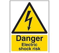 vsafety Signes 68019 an-r Panneau "Danger electrique Choc électrique d'avertissement Risque », 1 mm en plastique rigide, Portrait, 150 mm x 200 mm, noir/jaune