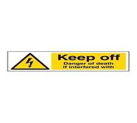vsafety Signes 68047 ax-s "Keep Off, Danger de Mort Si immiscée avec signe « Attention électrique, autocollant, paysage, 300 mm x 100 mm, noir/jaune