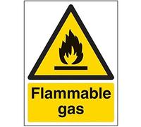 vsafety Signes 69008 an-r Panneau d'avertissement "gaz inflammable Fire et inflammable, 1 mm en plastique rigide, Portrait, 150 mm x 200 mm, noir/jaune