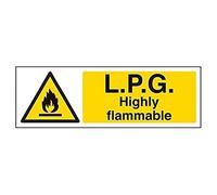 vsafety Signes 69022 ax-s Panneau d'avertissement "GPL hautement inflammables" Fire et inflammable, autocollant, paysage, 300 mm x 100 mm, noir/jaune