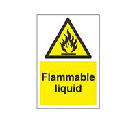 vsafety Signes 69026 ax-r Panneau d'avertissement "liquide inflammable Fire et inflammable, 1 mm en plastique rigide, paysage, 300 mm x 100 mm, noir/jaune