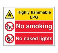 vsafety Signes 69039bf-r "Hautement Inflammable/sans fumeur/sans Nu LED Panneau d'avertissement" Fire et inflammable, 1 mm en plastique rigide, paysage, 400 mm x 300 mm, noir/rouge/jaune