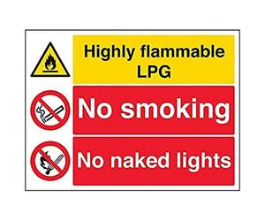 vsafety Signes 69039bf-r "Hautement Inflammable/sans fumeur/sans Nu LED Panneau d'avertissement" Fire et inflammable, 1 mm en plastique rigide, paysage, 400 mm x 300 mm, noir/rouge/jaune