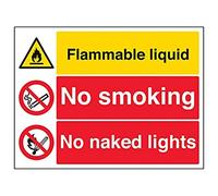 vsafety Signes 69041bf-s "liquide inflammable/sans fumeur/sans Nu LED Panneau d'avertissement" Fire et inflammable, autocollant, paysage, 400 mm x 300 mm, noir/rouge/jaune
