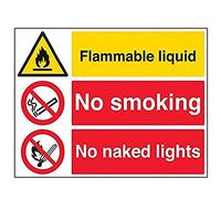 vsafety Signes 69041br-r "liquide inflammable/sans fumeur/sans Nu LED Panneau d'avertissement" Fire et inflammable, 1 mm en plastique rigide, paysage, 600 mm x 450 mm, noir/rouge/jaune