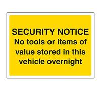VSafety Signs 6E047AR-S Panneau de sécurité autocollant « No Tools or Items of Value Stored In This Vehicle Overnight » - 200 x 150 mm - Lot de 3