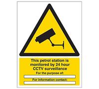 Vsafety "station-service surveillé par Caméra de vidéosurveillance à 24 heures" Sign, (lot de 3), 300 mm x 400 mm, 3