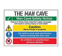 VSafety The Man Cave Panneau autocollant 400 mm x 300 mm