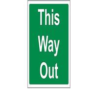 VSafety This Way Out Panneau autocollant en vinyle carré 150 mm x 150 mm