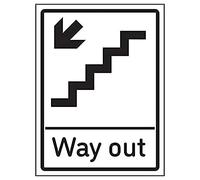 VSafety Way Out Arrow Down Escalier gauche - 200 mm x 300 mm - 3 mm Aluminium composite