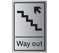 VSafety Way Out Arrow Up Escalier gauche - 200 mm x 300 mm - Autocollant effet aluminium