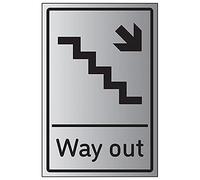 VSafety Way Out Escalier droit - 150 mm x 200 mm - 1,6 mm effet aluminium plastique rigide