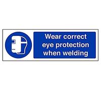 VSafety Wear Correct Eye Protection lors du soudage Panneau PPE - Paysage - 300 mm x 100 mm - Plastique rigide de 1 mm