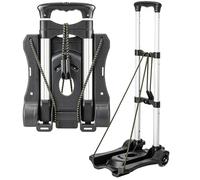 Vsaikeo Diable pliable avec 2 roues, chariot à bagages pliable en aluminium léger, chariot portable pour voyage en aéroport