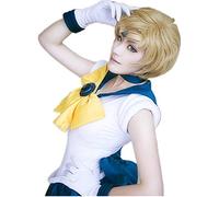 VSailor lune marin Uranus Tenoh Haruka perruque Cosplay Costume court lin blond résistant à la chaleur synthétique cheveux perruques + filet à cheveux