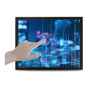 VSDISPLAY Écran LCD tactile 10,4", résolution 800 x 600, rapport d'aspect 4:3, entrée VGA, boîtier en métal noir avec support et adaptateur secteur 12 V 2 A