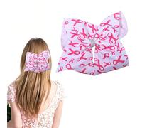 Vsdski Grande pince à cheveux blanche pour sensibilisation au cancer du sein - Accessoires pour cheveux - Rubans gros-grain - Pinces crocodiles pour femme - Activités de bien-être public - Fournitures
