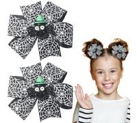 Vsdski Lot de 2 barrettes à cheveux d'Halloween en forme d'araignée 3D - Accessoires de cheveux d'Halloween pour femme et fille - Noirs - Nœud en toile d'araignée - Pinces crocodiles pour Halloween -