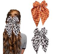 Vsdski Lot de 2 pinces à cheveux en forme de nœud pour Halloween - Accessoires pour cheveux en forme de citrouille - Pinces à cheveux à longue queue - Barrettes crocodiles antidérapantes - Fournitures