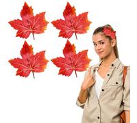 Vsdski Lot de 4 barrettes à cheveux en forme de feuille d'érable - Orange - Accessoires pour cheveux - Accessoires amusants pour l'automne - Pour mariage, Thanksgiving, festival, fête - Décoration