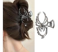 Vsdski Pinces à cheveux araignée en métal noir - Accessoires pour cheveux d'Halloween - Strass - Perles d'araignée - Pinces à cheveux antidérapantes - Pinces à cheveux antidérapantes (noir pistolet)