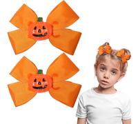 Vsdski Pinces à cheveux en forme de nœud citrouille pour filles - Accessoires pour cheveux mignons 3D - Orange - Antidérapantes - Pinces crocodiles pour fête d'Halloween - Fournitures de décoration de