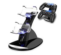 VSEER Station de charge pour manette de PS4 Dual Shock PS4 Manette Playstation 4 Double Charge Station d'accueil PS4 Chargeur pour manette Sony PS4/PS4 Pro/PS4 Slim Noir