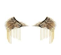Vseutiac 1 Paire D'épaulettes à Pompons, Chaînette, Perles et Franges Métalliques, Motif # 2 Or