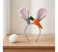 Vseutiac Barrettes Cheveux Enfant Bandeau Oreilles Lapin Serre-tête Accessoires Coiffure Pinces et Oreille Modelable Convient à Pâques Fêtes Costumées Goûters, Gris+Rose, Oreilles+De+Carotte