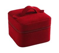 Vseutiac Boîte à Bijoux en Velours Côtelé avec Compartiments et Fermeture éclair, Idéale pour Vos Bijoux et Souvenirs sur Une Commode. Cadeau Parfait Po, Rouge